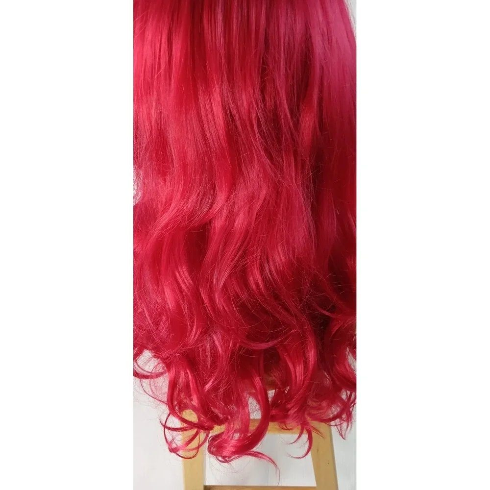 Women's Costume play Wavy Long synthetic Red Bangs hair wig 22